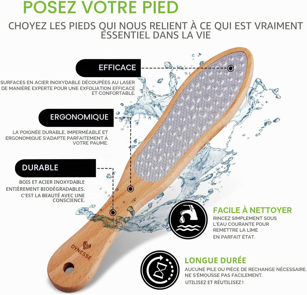 Lime Pour Pieds Professionelle Avec Manche En Bois. Aucun Risque De Blessure. Utilisée Dans Les Salons De Pédicure. Râpe En Acier Inoxydable Découpée Au Laser. Multi-Usage