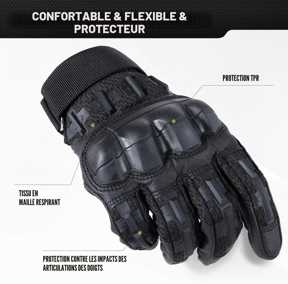 Gant Tactique, Gants De Moto, Gants À Écran Tactile Plein Doigt Pour La Course De VTT, Escalade, Chasse, Motocross, Airsoft, Paintball Et Autres Sports De Plein Air