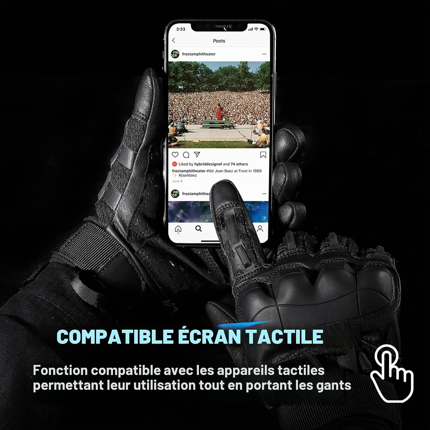 Gant Tactique, Gants De Moto, Gants À Écran Tactile Plein Doigt Pour La Course De VTT, Escalade, Chasse, Motocross, Airsoft, Paintball Et Autres Sports De Plein Air